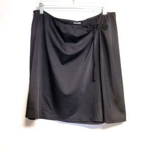 Lands' End Black Women's Swim Midi Skirt Cover Up 16W